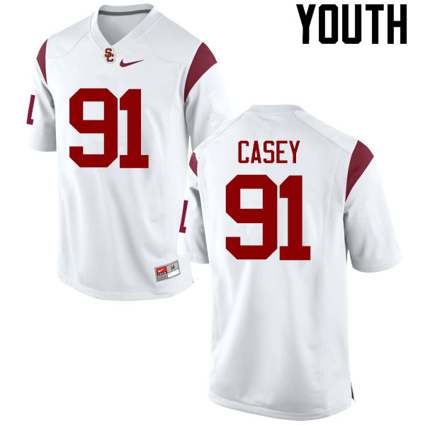 Youth #91 Jurrell Casey USC Trojans College Football Jerseys-White